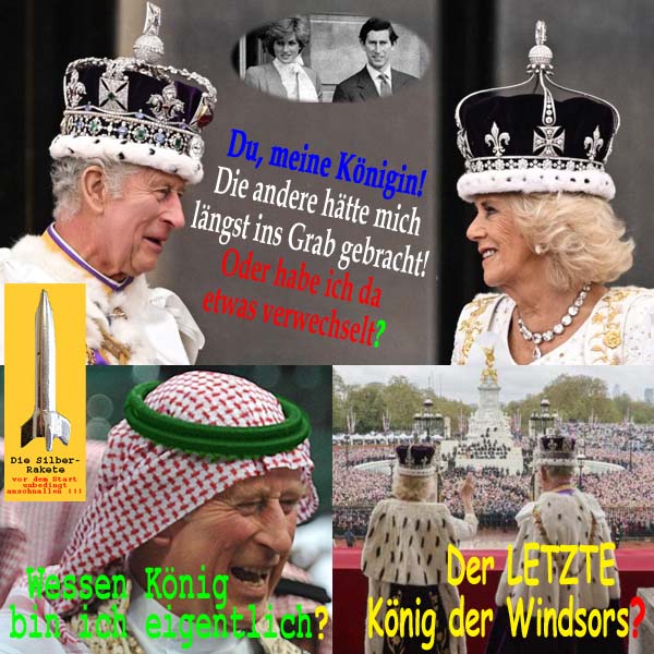 SilberRakete GB Kroenung Charles III Diana Camilla Gruen Letzter Windsor
