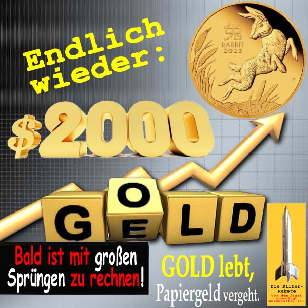 SilberRakete GOLD 2000Dollar Bald Spruenge Muenze Hase
