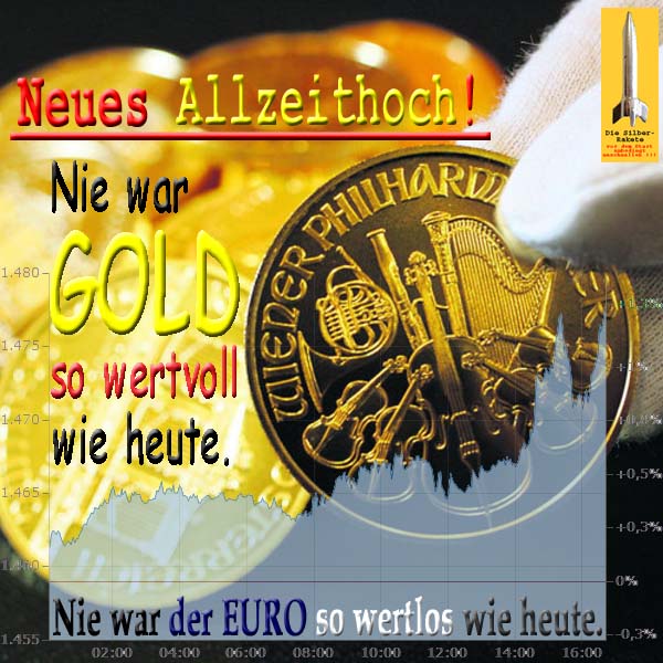 SilberRakete Neues Allzeithoch GOLD 1480Euro Nie so wertvoll wie heute Euro wertlos