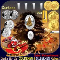 SilberRakete_Cartoon-1111-Weihnachtsmann-Kutsche-Rentiere-Danke-fuer-GOLDENE-SILBERNE-Gaben-Muenzen-Weihnachten