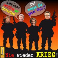 SilberRakete_Nie-wieder-Krieg-Merkel-Gauck-Leyen-Maiziere-Heute-D-morgen-Welt