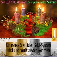 SilberRakete_Der-letzte-Advent-im-Papiergeldsystem-Euro-Geldscheine-Kranz-Kerzen-GOLD-SILBER