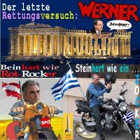SilberRakete_Griechenland-letzte-Rettung-Draghi-Werner-Beinhart-Faymann-Varoufakis-Motorrad-Zocker-Euro