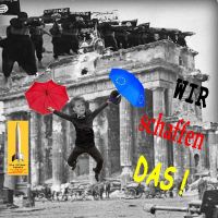SilberRakete_Merkel-Berlin-Reichstag1945-2015-Regenschirme-EU-Wir-Schaffen-das-SchwarzeFahne-Verrat