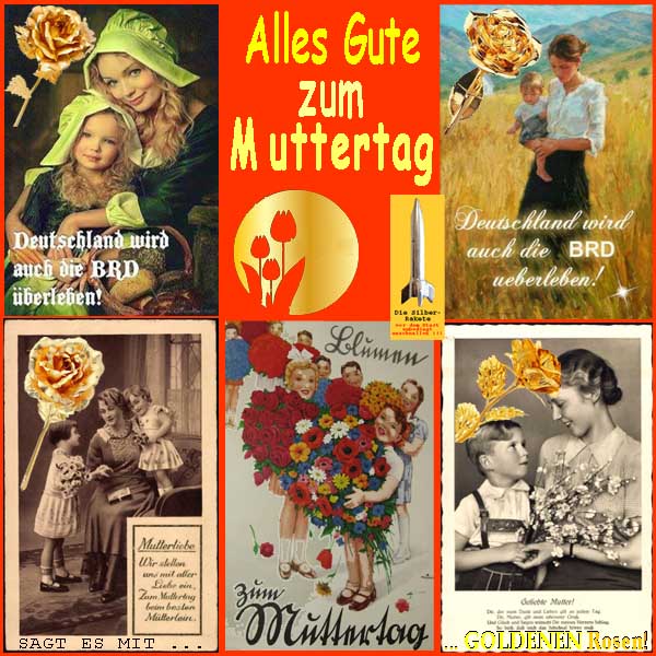 SilberRakete Muttertag2016-Sagt-es-mit-GOLDENEN-Rosen-D-wird-BRD-ueberleben-Postkarten2