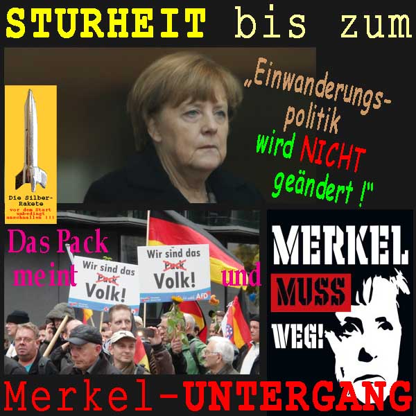 SilberRakete Sturheit-bis-zum-eigenen-Untergang-Einwanderungspolitik-unveraendert-Pack-Merkel-muss-weg