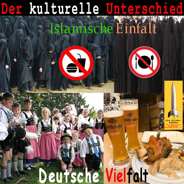 SilberRakete Der Kulturelle Unterschied Islamische Einfalt Burka Ramadan Deutsche Vielfalt Tracht Bier Essen