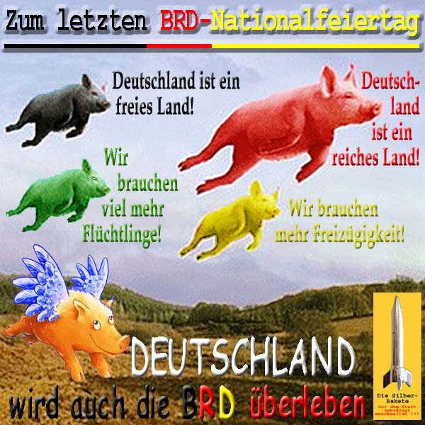 SilberRakete Letzter BRD Nationalfeiertag Fliegende Parteien Schweine luegen Deutschland ueberlebt
