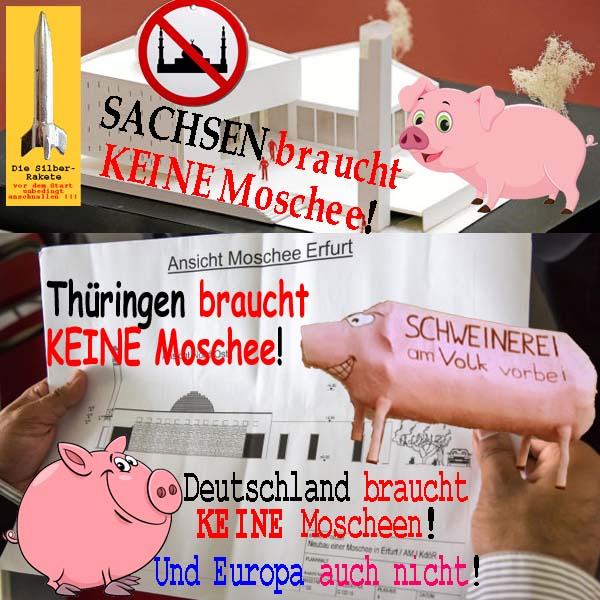 SilberRakete Schweine meinen Wir brauchen keine Moscheen in Thueringen Sachsen DE Europa