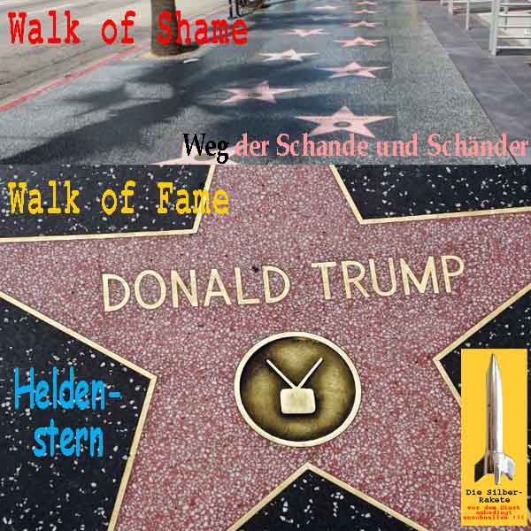 SilberRakete Walk of Shame Schande Schaender Stern DTrump Wake of Fame Heldenstern