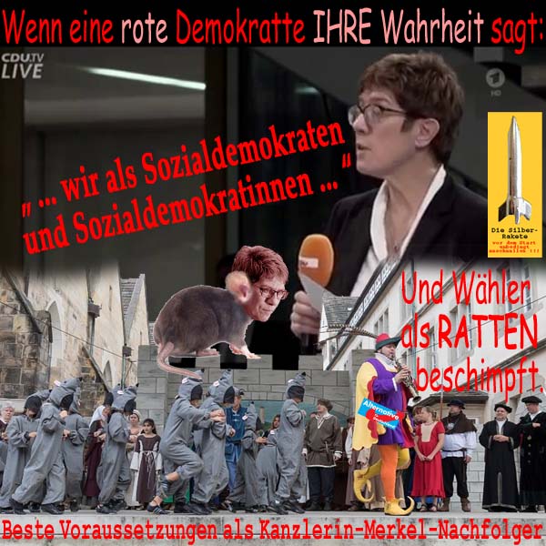 SilberRakete CDU AKrampKarrenbauer beschimpft Parteimitglieder Sozialdemokraten AfD Waehler Ratten