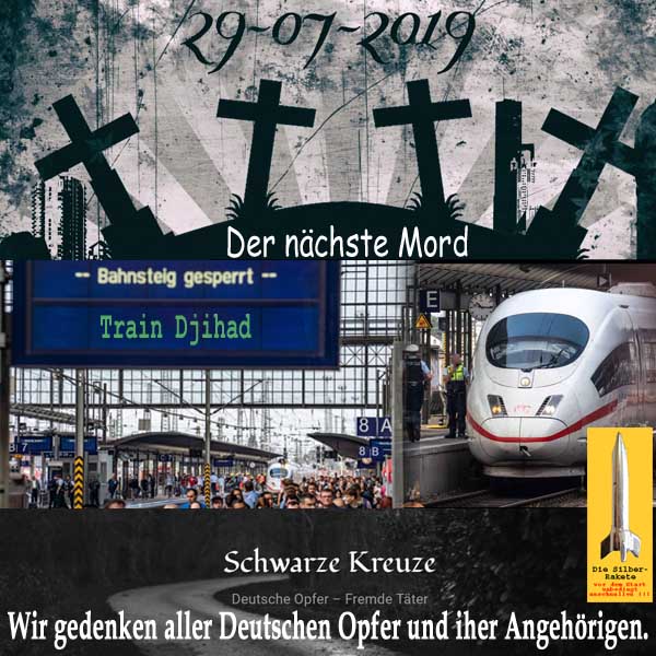 SilberRakete Frankfurt Zug Mord an Deutschem Kind Schwarze Kreuze Gedenken Opfer Angehoerige