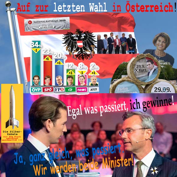 SilberRakete Letzte Wahl in Oesterreich BBierlein schaut zu Kurz Strache gewinnen Immer Minister