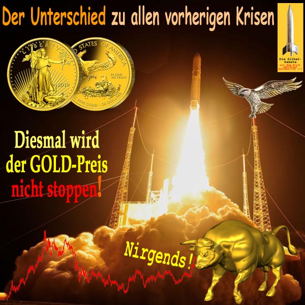 SilberRakete Unterschied vorherige Krisen GOLD Preis Rakete stoppt nicht Kurs10J Eagle Adler Bulle