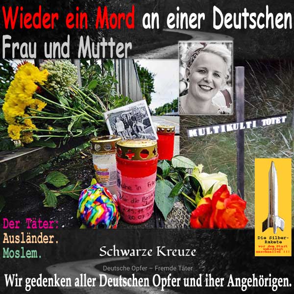 SilberRakete Wieder Mord an Deutscher Frau Mutter Schwarze Kreuze Gedenken Opfer Angehoerige